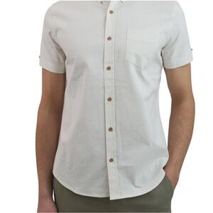 Ben Sherman® Men's Short Sleeve Fleck Printed Chambray Button Down Shirt SZ XL